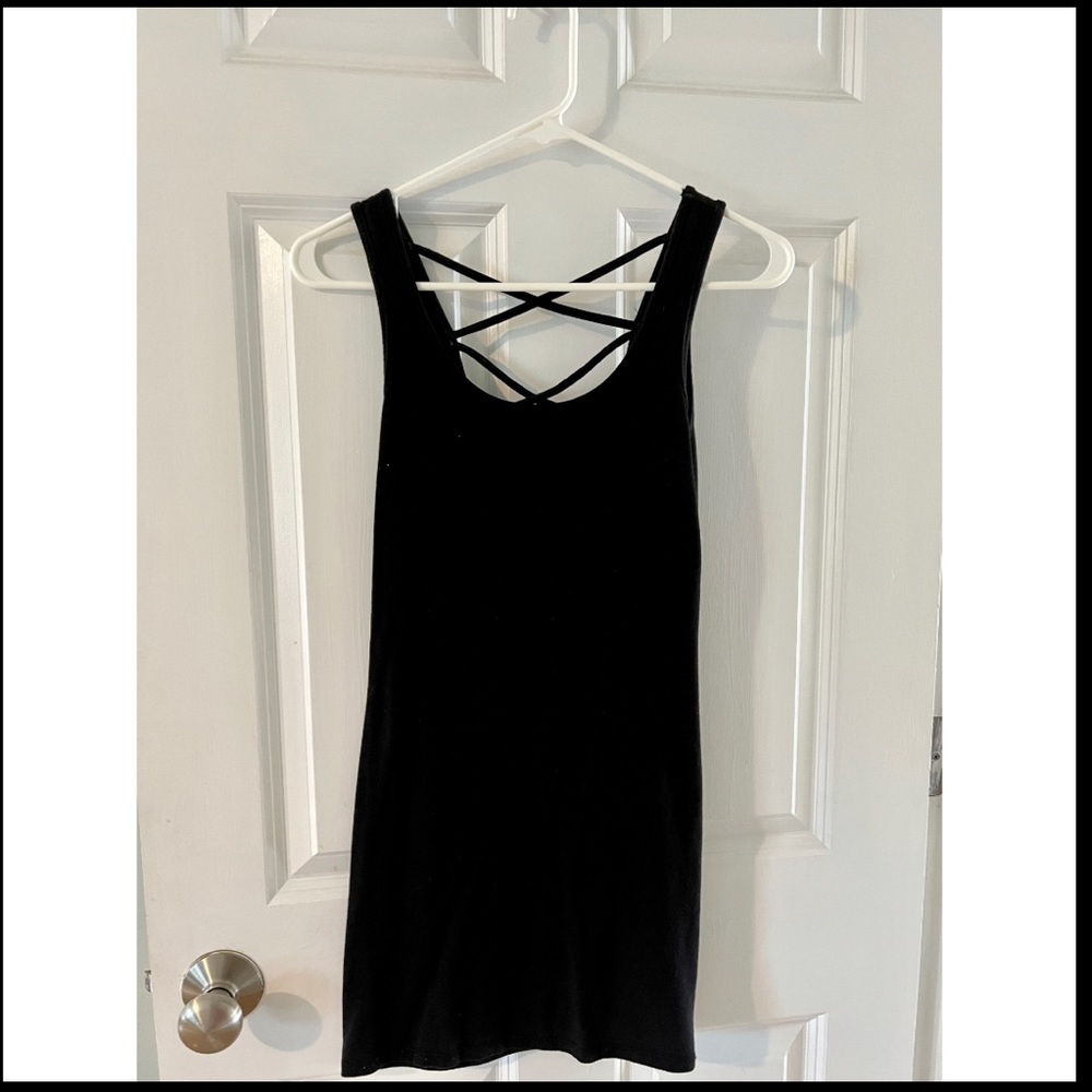 Black mini with cris-cross back, size small, brand-American dream